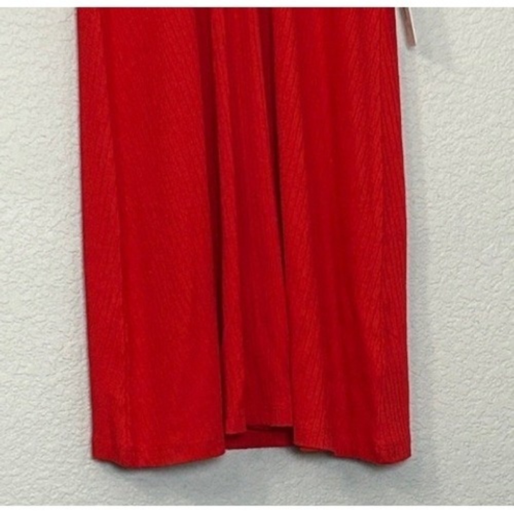 NWT Amuse Society Womens S Red Ribbed V-Neck Mini Dress Dolman Sleeves Romantic - Picture 12 of 14